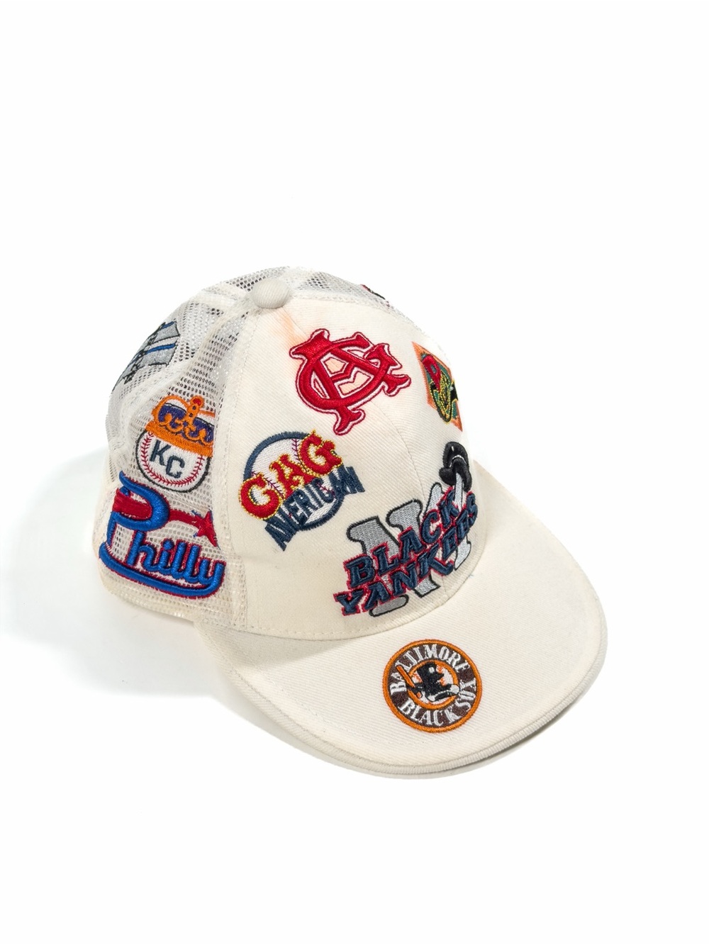 VTG New York Black Yankees Cap 7-3/8 • J-HEAD Negro League Museum Mesh White